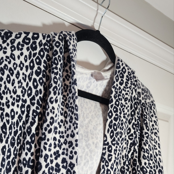 Chico's Zenergy Leopard Print Ribbed Open Hooded Cardigan XL (Chicos 3) - Picture 2 of 5